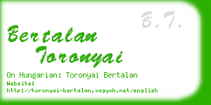 bertalan toronyai business card